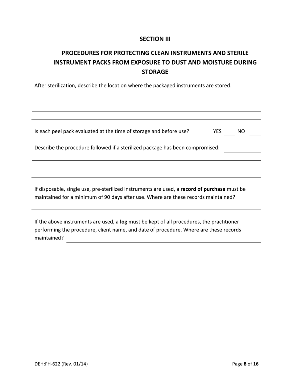 Form DEH:FH-622 Infection Prevention Control Plan Template - County of San Diego, California, Page 8