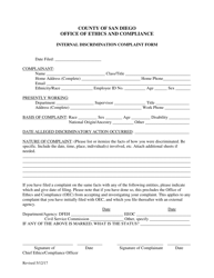 Internal Discrimination Complaint Form - County of San Diego, California, Page 2