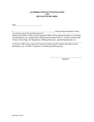 Improper County Government Activity Complaint Form - County of San Diego, California, Page 6
