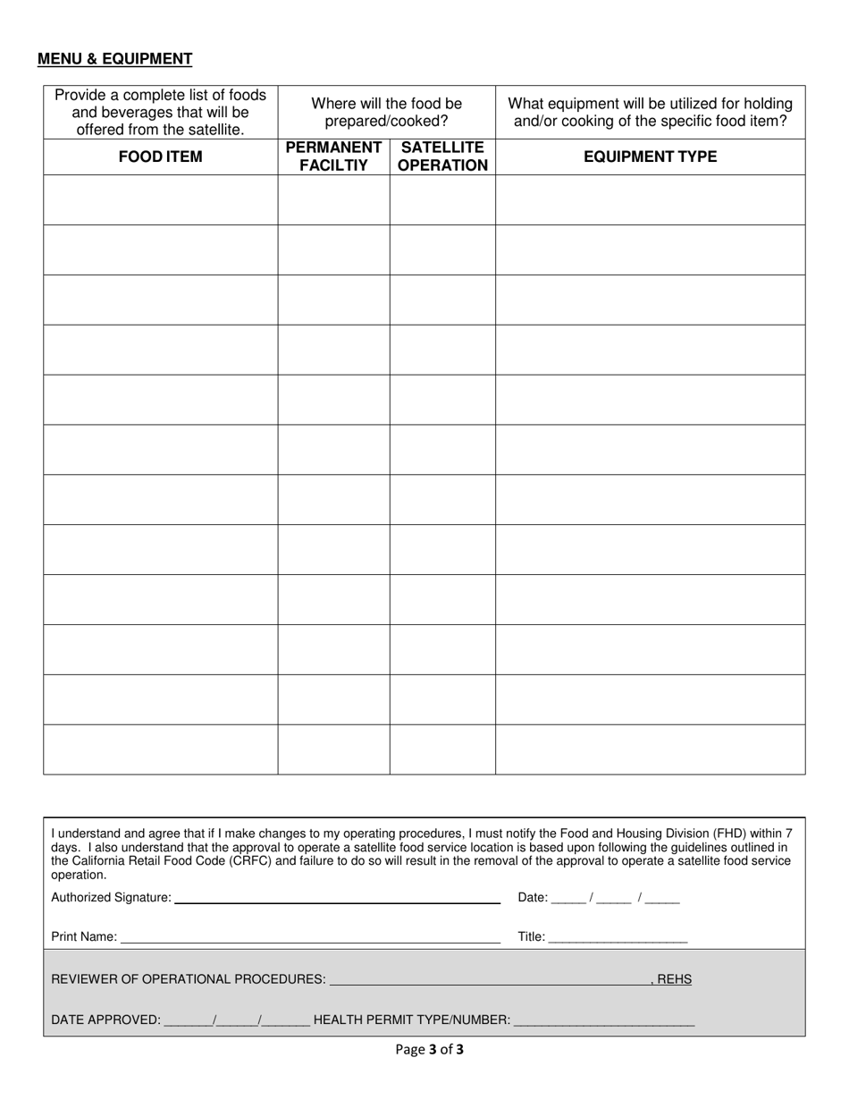 Written Operational Procedures for Satellite Food Service - County of San Diego, California, Page 3