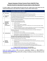 Hazard Analysis Critical Control Point (Haccp) Plan Submittal Checklist for Specialized Processes Subject to State Regulation - County of San Diego, California, Page 2