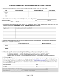 Form DEH:FH-271 Standard Operational Procedures for Mobile Food Facilities - County of San Diego, California, Page 2