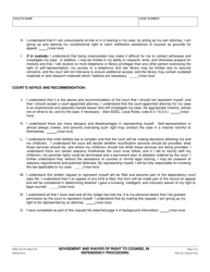 Form JUV-274 Advisement and Waiver of Right to Counsel in Dependency Proceeding - County of San Diego, California, Page 2