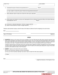 Form D-135 &quot;Application and Order for Service on Clerk of the Court&quot; - County of San Diego, California, Page 2