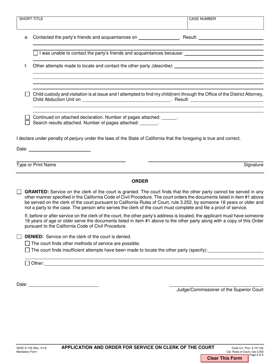 Form D-135 - Fill Out, Sign Online and Download Fillable PDF, County of ...