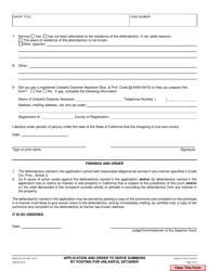 Form CIV-014 Application and Order to Serve Summons by Posting for Unlawful Detainer - County of San Diego, California, Page 2