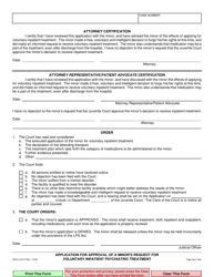 Form JUV-57 Application for Approval of a Minor&#039;s Request for Voluntary Inpatient Psychiatric Treatment - County of San Diego, California, Page 2