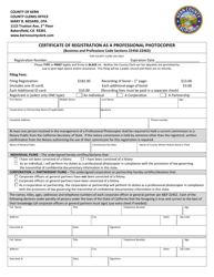 Certificate of Registration as a Professional Photocopier - Kern County, California