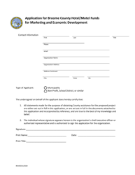 Application for Broome County Hotel/Motel Funds for Marketing and Economic Development - Broome County, New York