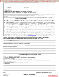 Document preview: Form PR-136 Ex Parte Coversheet - County of San Diego, California