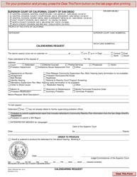 Document preview: Form CRM-028 Calendaring Request - County of San Diego, California