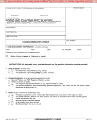 Document preview: Form PR-157 Case Management Statement - County of San Diego, California