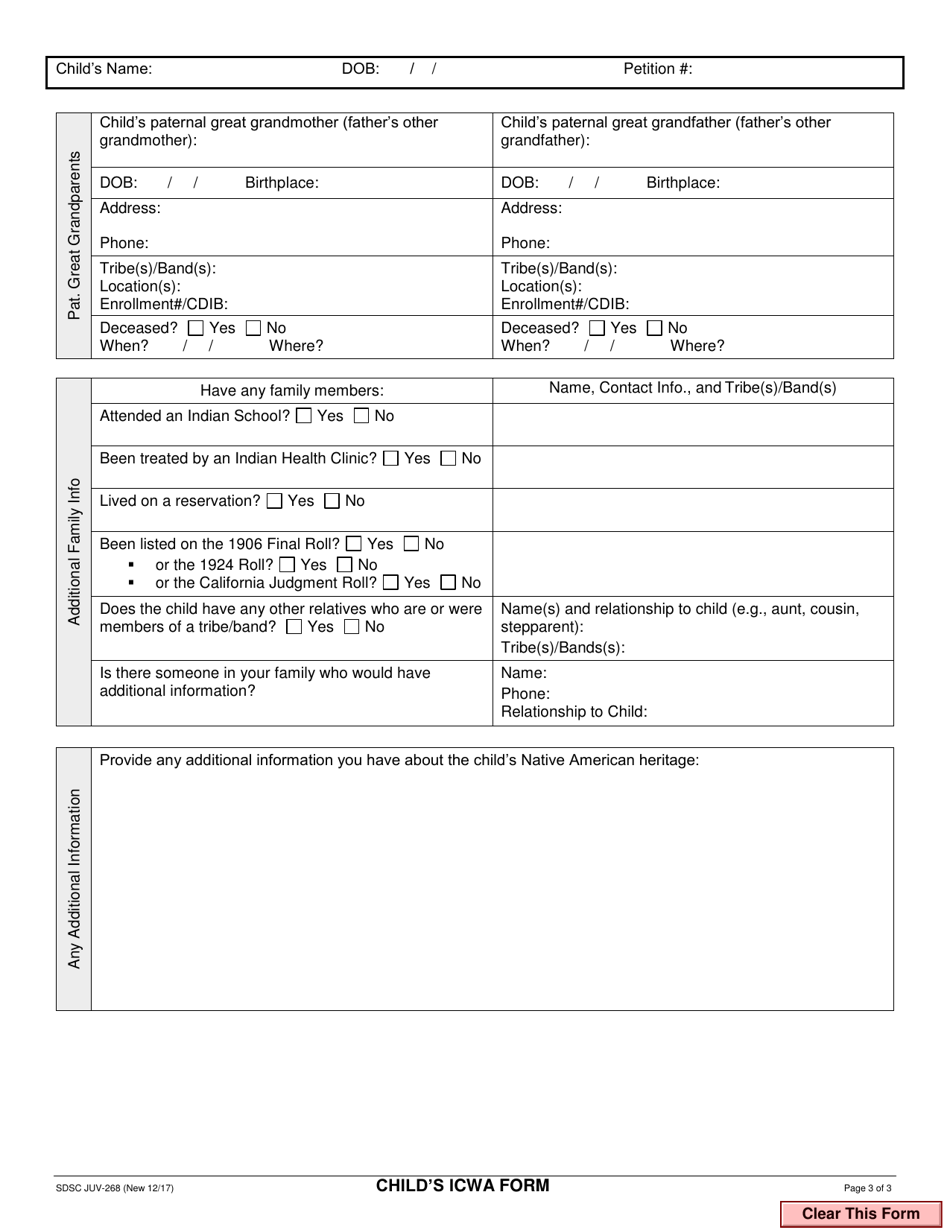 Form JUV-268 - Fill Out, Sign Online and Download Fillable PDF, County ...