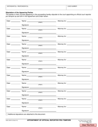Form ADM-316 Appointment of Official Reporter Pro Tempore - County of San Diego, California, Page 2