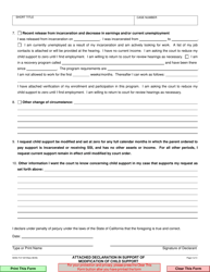 Form FLF-007 Attached Declaration in Support of Modification of Child Support - County of San Diego, California, Page 3