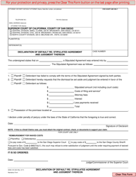Document preview: Form CIV-243 Declaration of Default Re: Stipulated Agreement and Judgment Thereon - County of San Diego, California