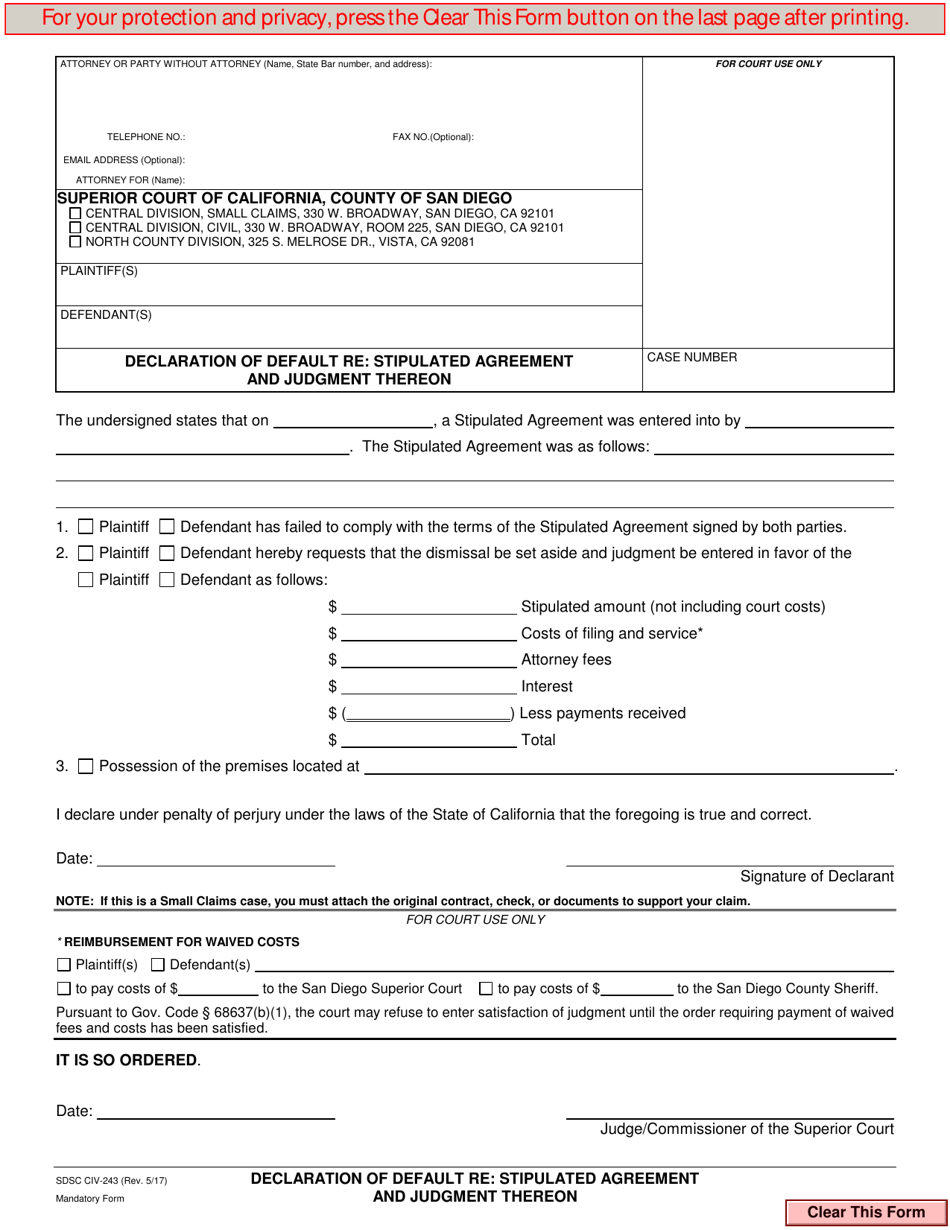 Form CIV-243 - Fill Out, Sign Online and Download Fillable PDF, County ...