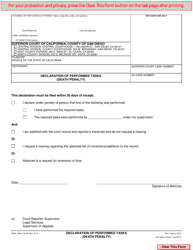 Document preview: Form CRM-179 DP Declaration of Performed Tasks (Death Penalty) - County of San Diego, California
