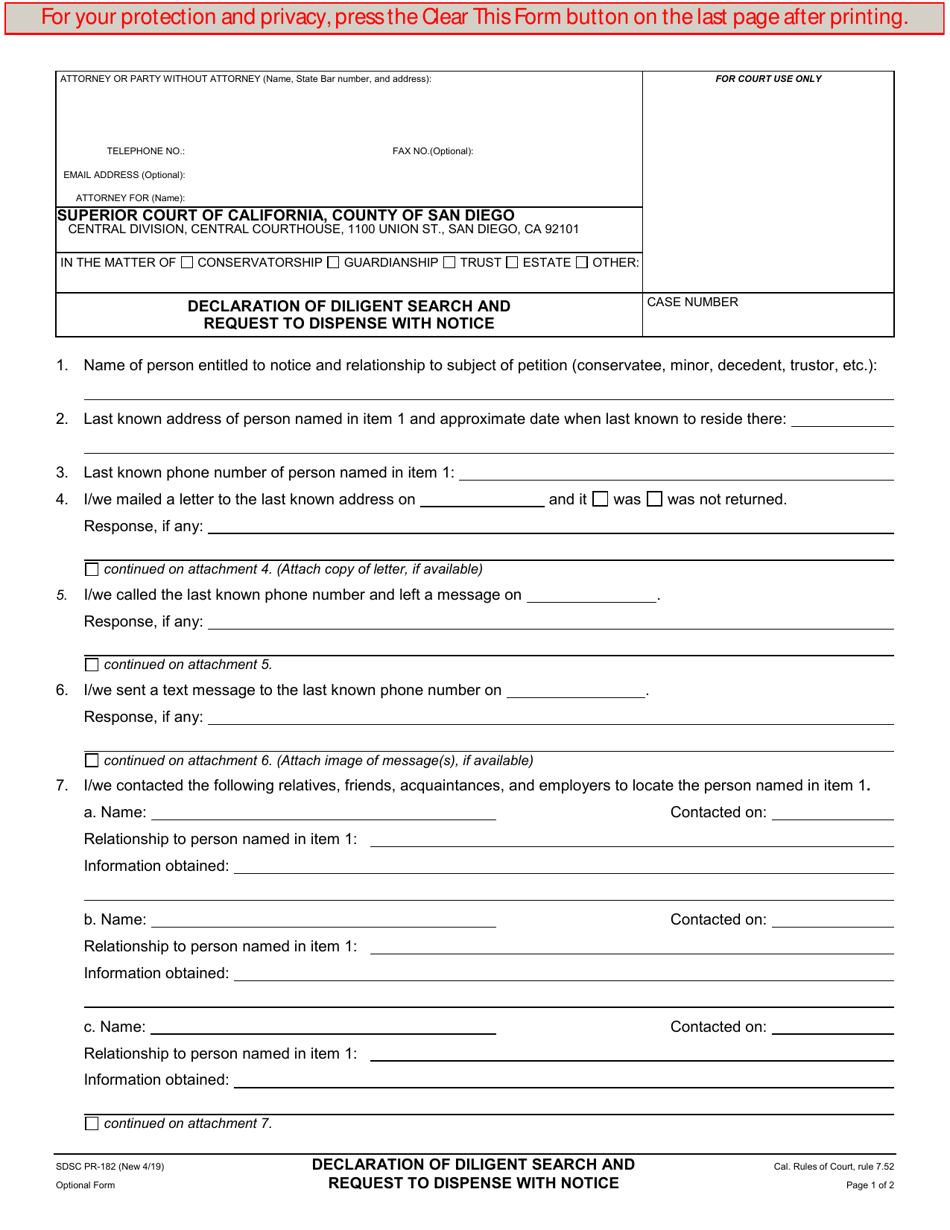 Form PR-182 - Fill Out, Sign Online and Download Fillable PDF, County ...