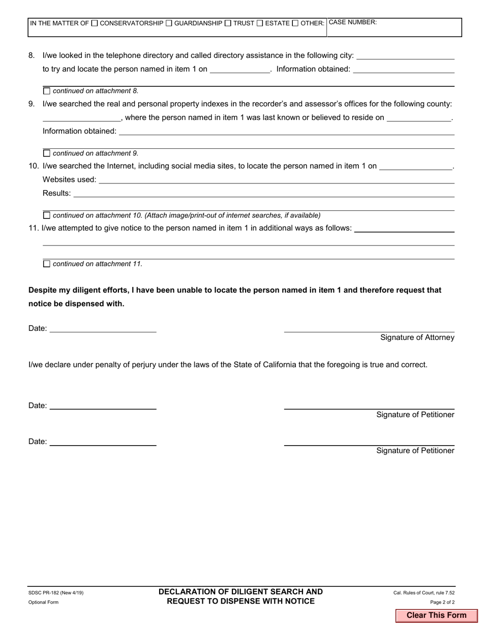 Form Pr-182 - Fill Out, Sign Online And Download Fillable Pdf, County 