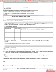 Document preview: Form PR-136A Declaration Re Notice of Ex Parte - County of San Diego, California