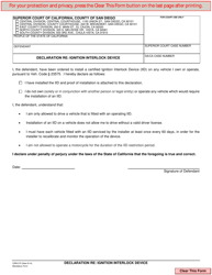 Document preview: Form CRM-275 Declaration Re: Ignition Interlock Device - County of San Diego, California