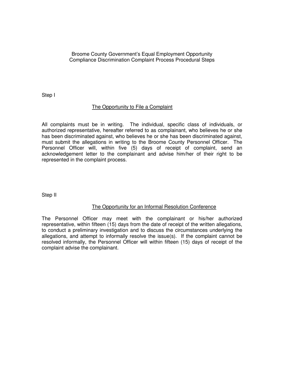 Opportunity Compliance Complaint Information Form - Broome County, New York, Page 2