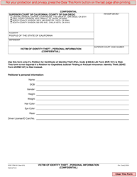 Document preview: Form CRM-301 Victim of Identity Theft - Personal Information - County of San Diego, California