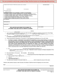 Document preview: Form D-137 Declaration and Order for Payment of Attorney Fees and Costs of Minor's Counsel - County of San Diego, California