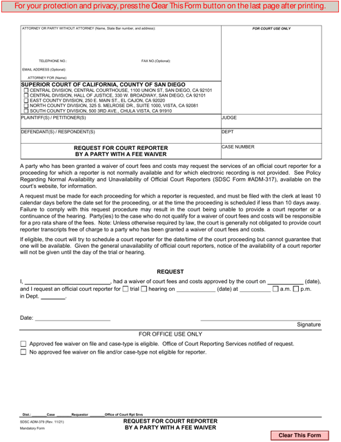 Form ADM-379  Printable Pdf
