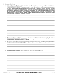 Form CIV-023 Civil Mediation Program Mediator Application - County of San Diego, California, Page 2
