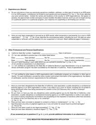 Form CIV-023 Civil Mediation Program Mediator Application - County of San Diego, California, Page 3