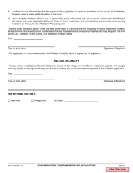 Form CIV-023 Civil Mediation Program Mediator Application - County of San Diego, California, Page 5