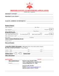 Document preview: Broome County Alarm Permit Application - Broome County, New York