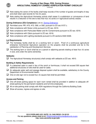 Form PDS-234 Aricultural Homestay Zoning Verification Permit Checklist - County of San Diego, California, Page 2