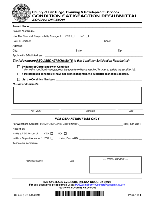 Form PDS-242  Printable Pdf