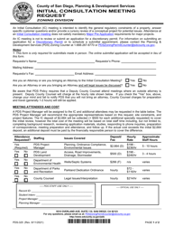 Document preview: Form PDS-325 Initial Consultation Meeting Request - County of San Diego, California
