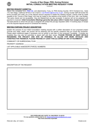 Form PDS-325 Initial Consultation Meeting Request - County of San Diego, California, Page 2