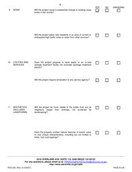 Form PDS-330 Supplemental Questionnaire for Major Project Pre-application Meeting Request - County of San Diego, California, Page 4