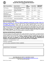 Form PDS-327 Major Pre-application Meeting Request - County of San Diego, California, Page 2