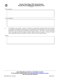 Form PDS-346DB Density Bonus Supplemental Application - County of San Diego, California, Page 2