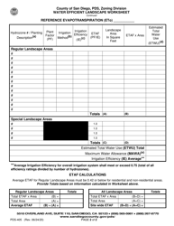 Form PDS-405 Water Efficient Landscape Worksheet - County of San Diego, California, Page 2