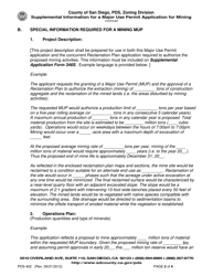 Form PDS-402 Supplemental Information for a Major Use Permit Application for Mining - County of San Diego, California, Page 2