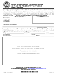 Document preview: Form PDS-524 Notice to Property Owners - County of San Diego, California