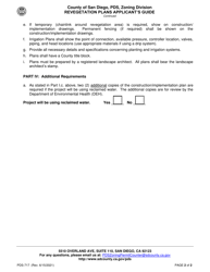 Form PDS-717 Revegetation Plans Applicant&#039;s Guide - County of San Diego, California, Page 2
