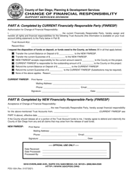 Document preview: Form PDS-1004 Change of Financial Responsibility - County of San Diego, California