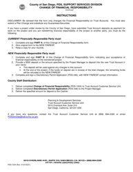 Form PDS-1004 Change of Financial Responsibility - County of San Diego, California, Page 2
