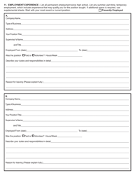 Broome County Government Employment Application - Broome County, New York, Page 2