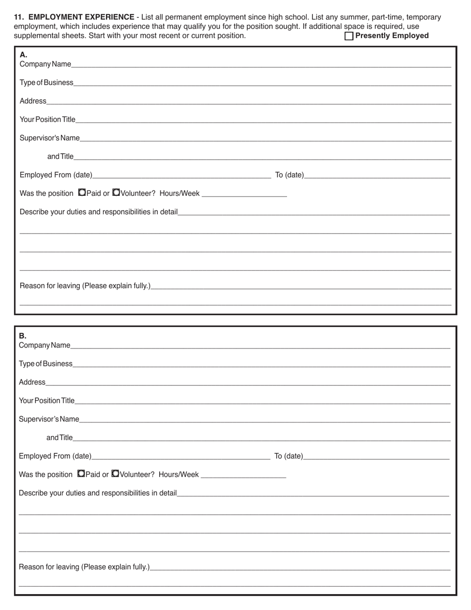 Broome County Government Employment Application - Broome County, New York, Page 2