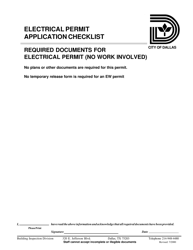Electrical Permit Application Checklist - City of Dallas, Texas, Page 2